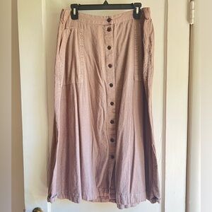 Mauve Midi Linen/Cotton Blend Skirt